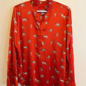 Orange Blouse with Leopards